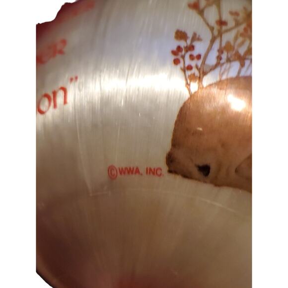 Vtg 80's WWA INC Christmas Ornament Fawn Red Cardnial Satin 3” Ball No Box - Picture 3 of 5